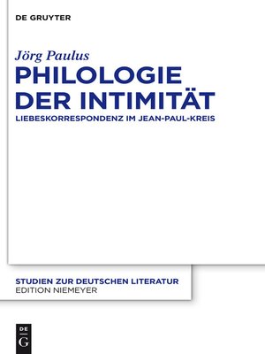 cover image of Philologie der Intimität